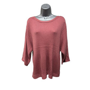 NWT Grace Dusty Pink Ribbed Sweater with Bat wing sleeves size XL